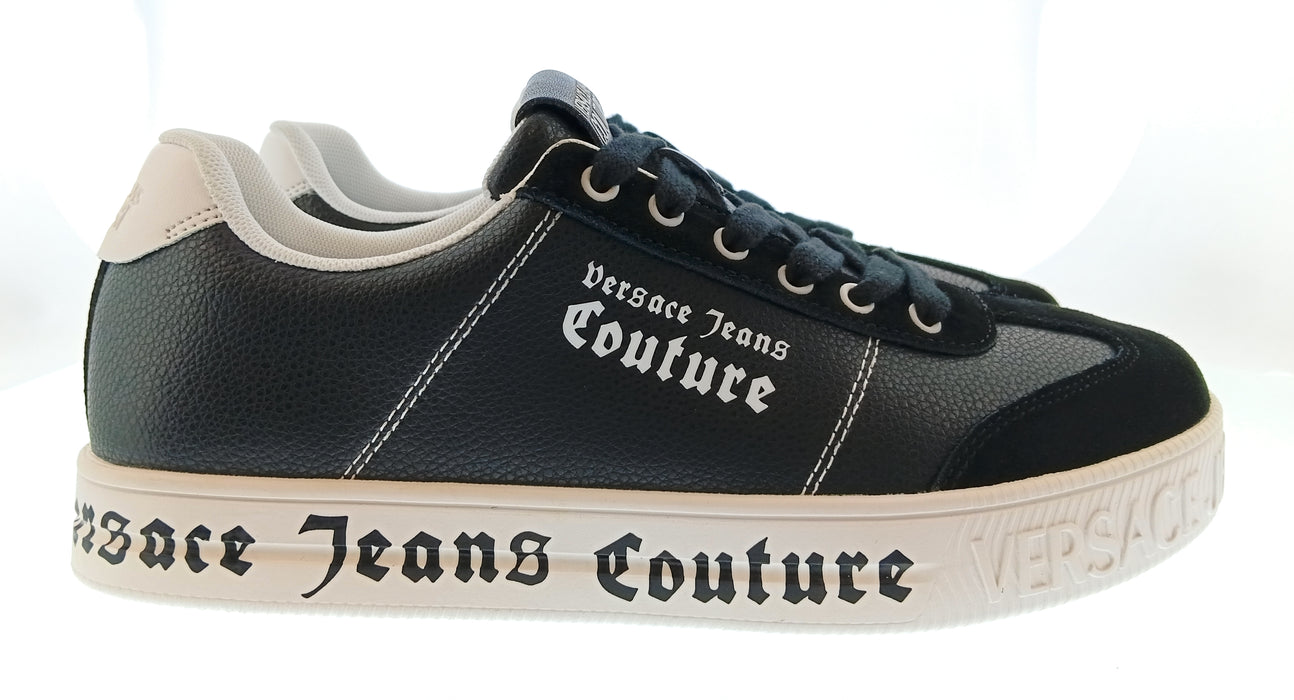 Versace Jeans Couture Mens Black / White Logo Platform Sneakers-