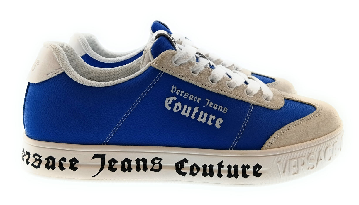 Versace Jeans Couture Mens Blue / Beige / White Colorblock Logo Sneakers-