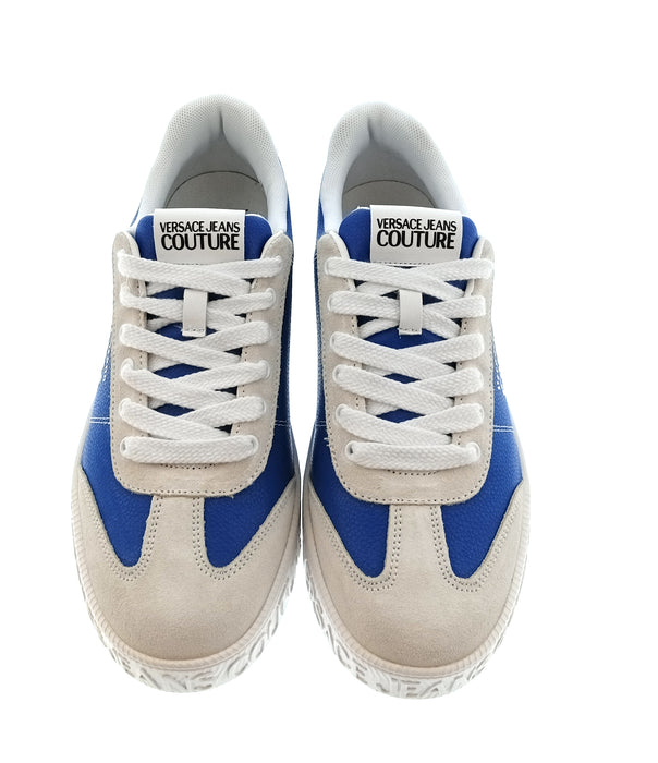 Versace Jeans Couture Mens Blue / Beige / White Colorblock Logo Sneakers-