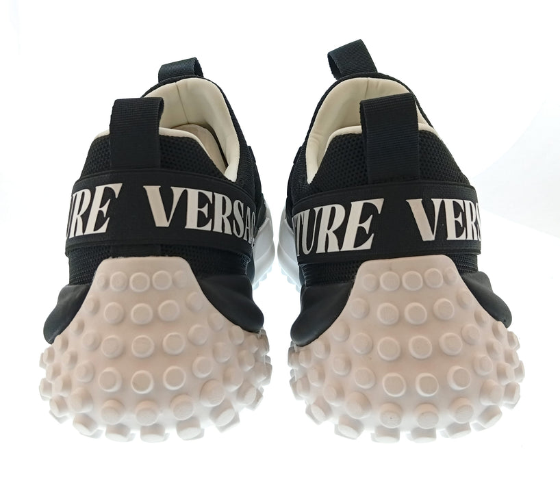 Versace Jeans Couture Mens Black / White Logo Bubble-Sole Sneakers-