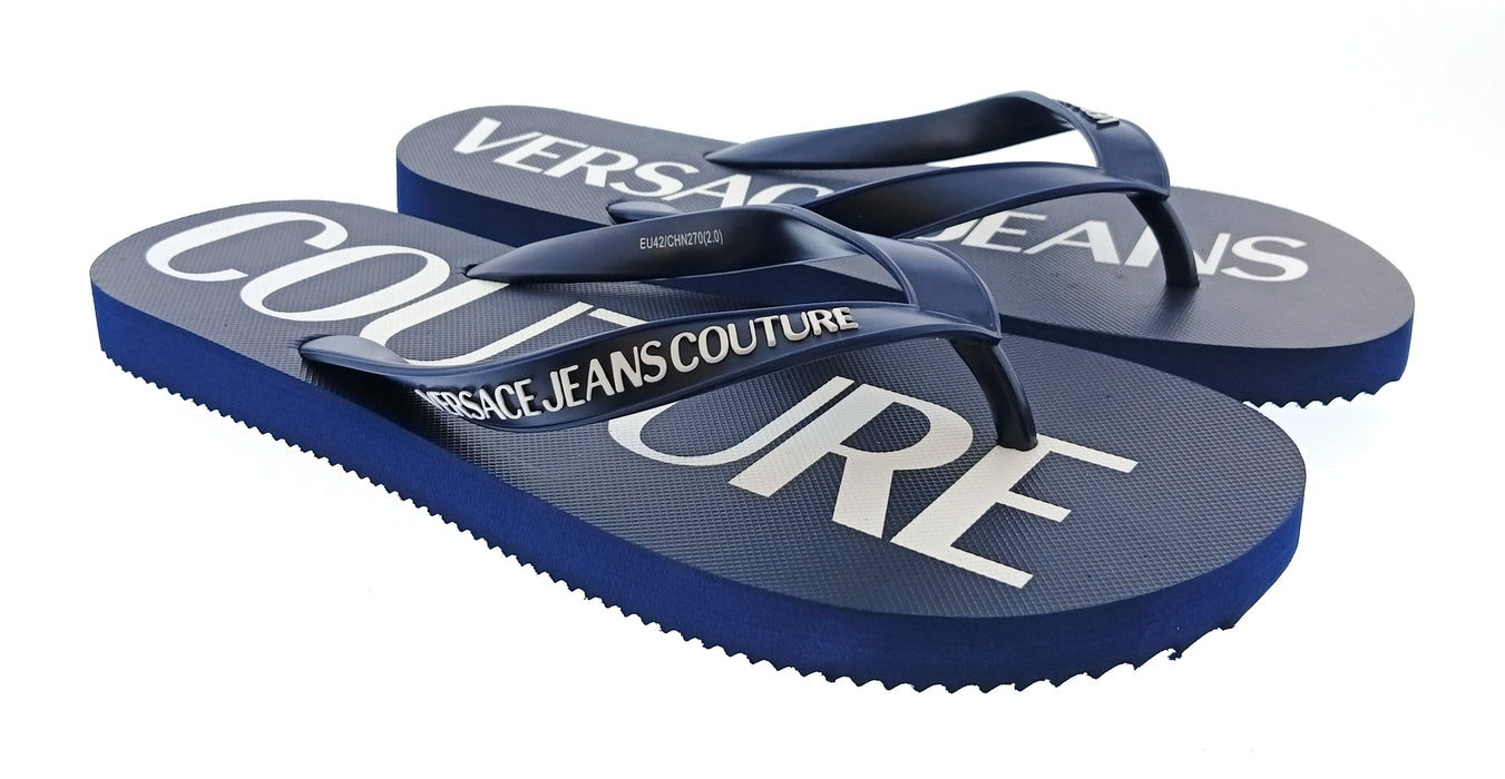 Versace Jeans Couture Mens Navy / White Logo Flip-Flops-12