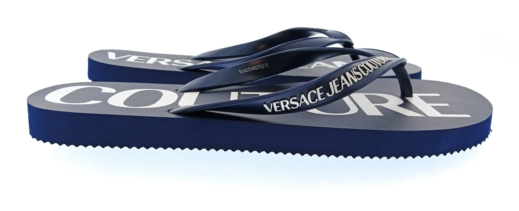 Versace Jeans Couture Mens Navy / White Logo Flip-Flops-