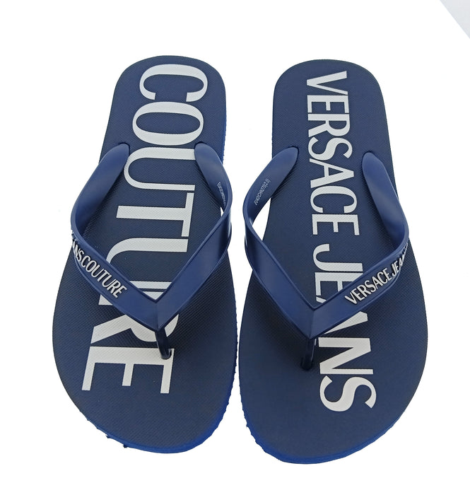 Versace Jeans Couture Mens Navy / White Logo Flip-Flops-