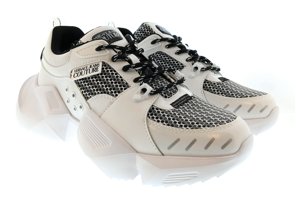 Versace Jeans Couture Mens White / Black Mesh Chunky Sneakers-9