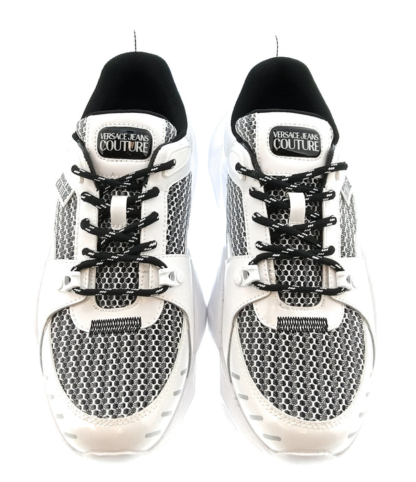 Versace Jeans Couture Mens White / Black Mesh Chunky Sneakers-