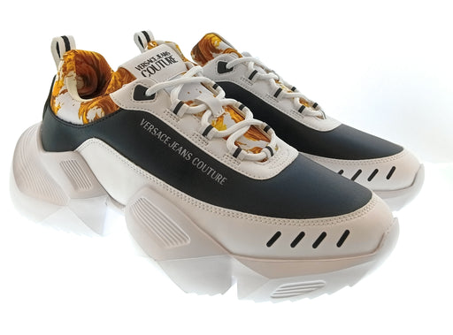 Versace Jeans Couture Mens White / Black / Gold Colorblock Chunky Sneakers-