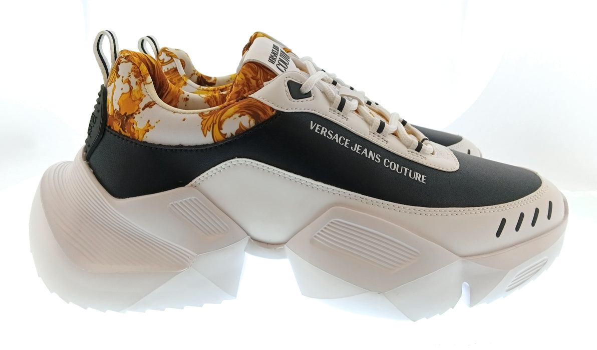 Versace Jeans Couture Mens White / Black / Gold Colorblock Chunky Sneakers-