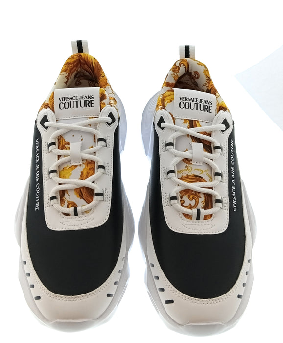 Versace Jeans Couture Mens White / Black / Gold Colorblock Chunky Sneakers-