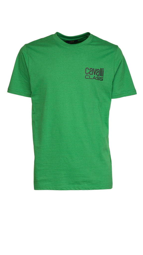 Cavalli Class Brilliant Green Signature  Logo Fashion T-Shirt-M