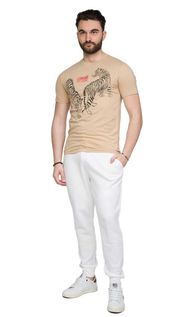 Cavalli Class  Double Tiger Logo Motif Fashion T-Shirt-