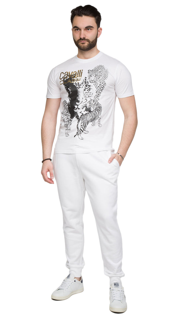 Cavalli Class  Tiger Leopard Motif Fashion T-Shirt-