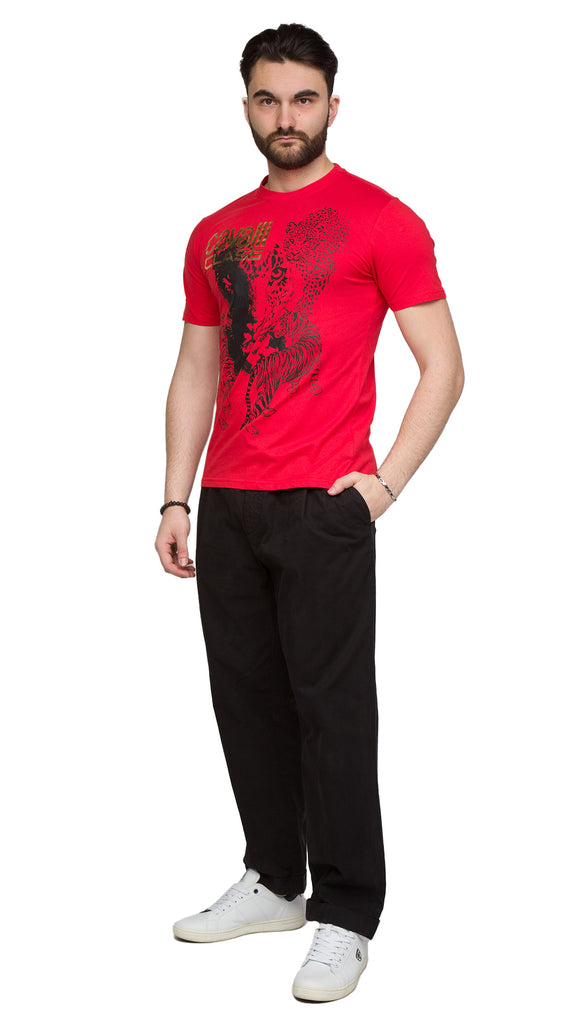 Cavalli Class  Tiger Leopard Motif Fashion T-Shirt-