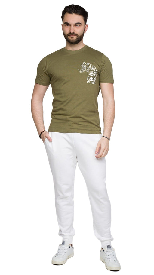 Cavalli Class  Tiger Head Chest Motif Fashion T-Shirt-