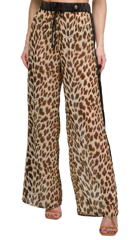 Roberto Cavalli  Cheetah Printed Chiffon Palazzo Pants-