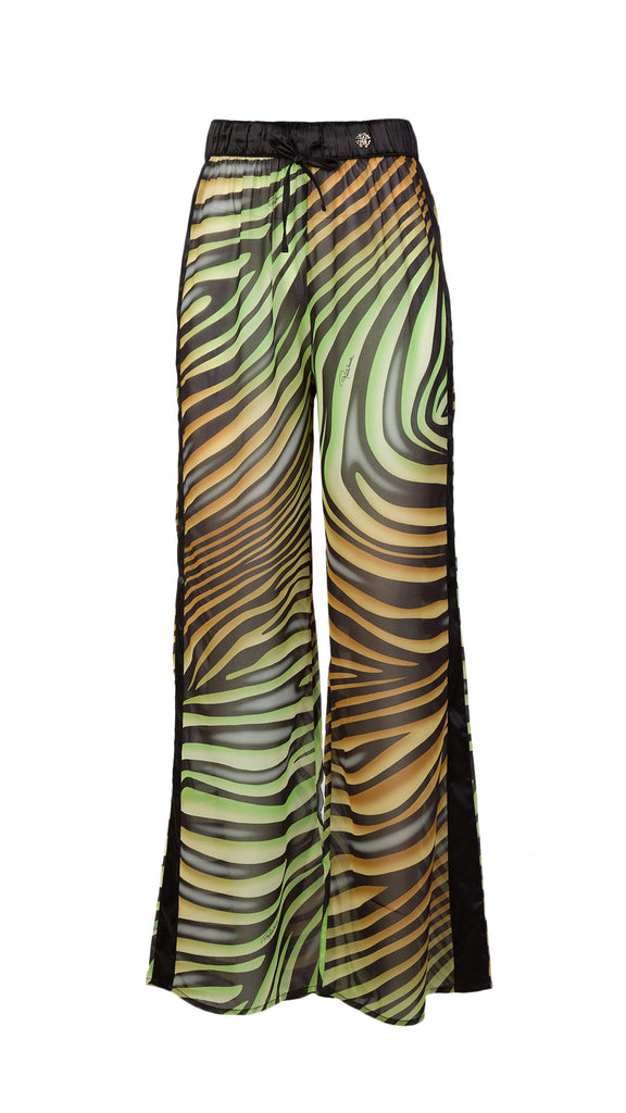 Roberto Cavalli  Tiger Printed Chiffon Palazzo Pants- M