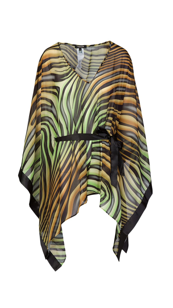 Roberto Cavalli  Tiger Printed Chiffon Short Kaftan Cover Up-