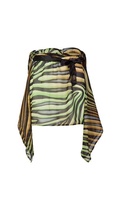 Store Return Roberto Cavalli  Tiger Printed Chiffon Cover Up Skirt- S