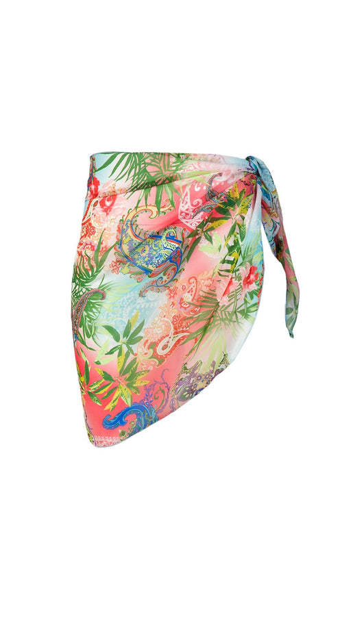 Roberto Cavalli  Floral Printed Asymmetric Chiffon Cover Up Skirt-