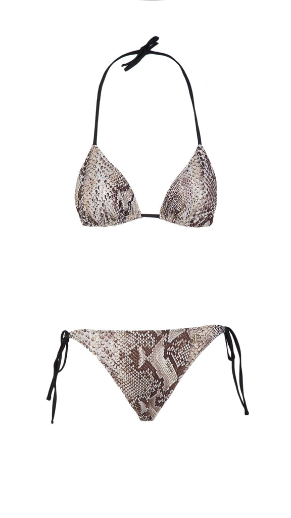 Roberto Cavalli  Phyton Printed Two Piece V-Neck Bikini Set-