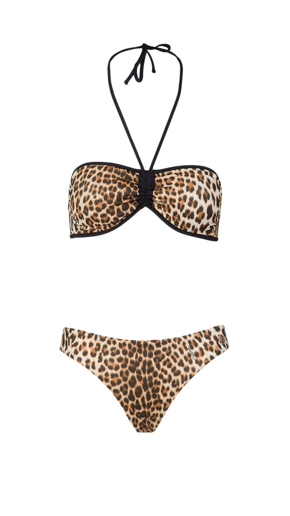 Roberto Cavalli  Cheetah Printed Two Piece V-Neck Bikini Set-