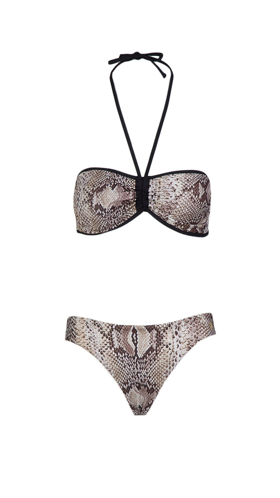 Roberto Cavalli  Phyton Printed Two Piece V-Neck Bikini Set-