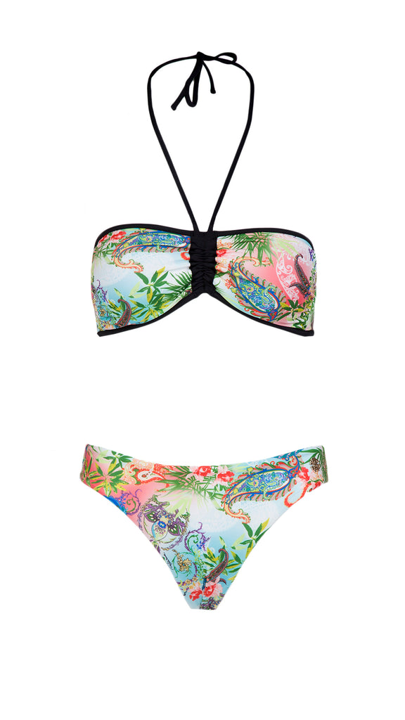 Roberto Cavalli  Floral Printed Two Piece V-Neck Bikini Set- L