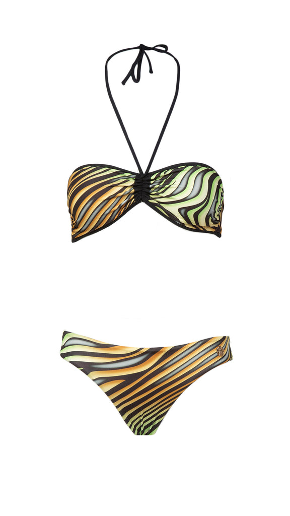 Roberto Cavalli  Tiger Printed Two Piece V-Neck Bikini Set-