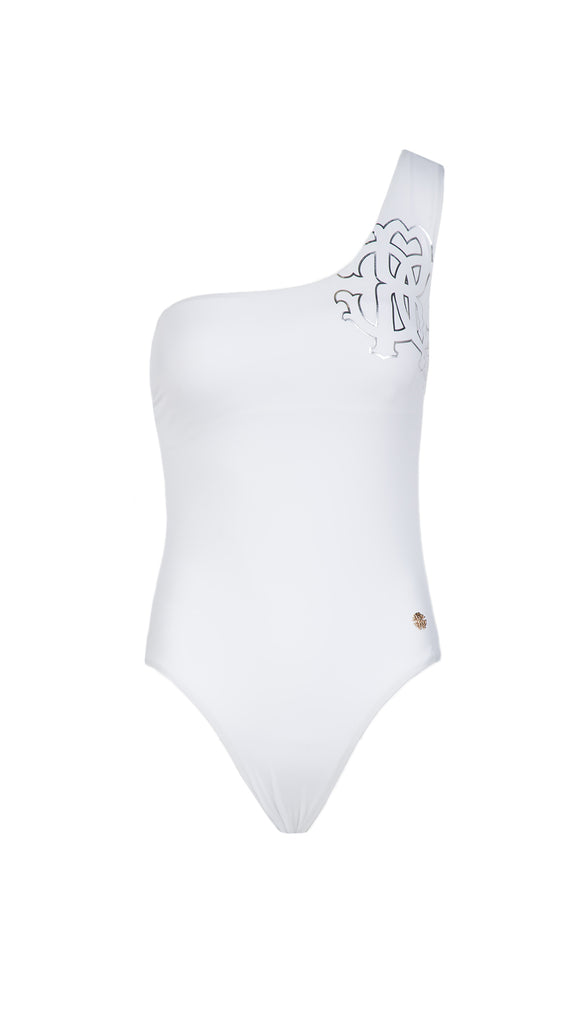 Roberto Cavalli  White One Piece One shoulder swimsuit- M