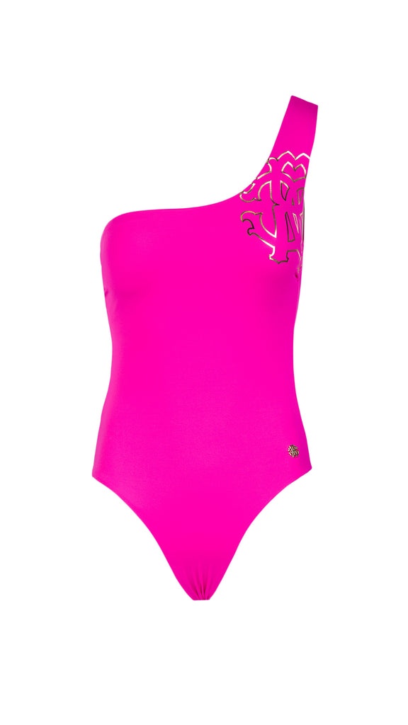 Roberto Cavalli Pink One Piece One shoulder swimsuit-