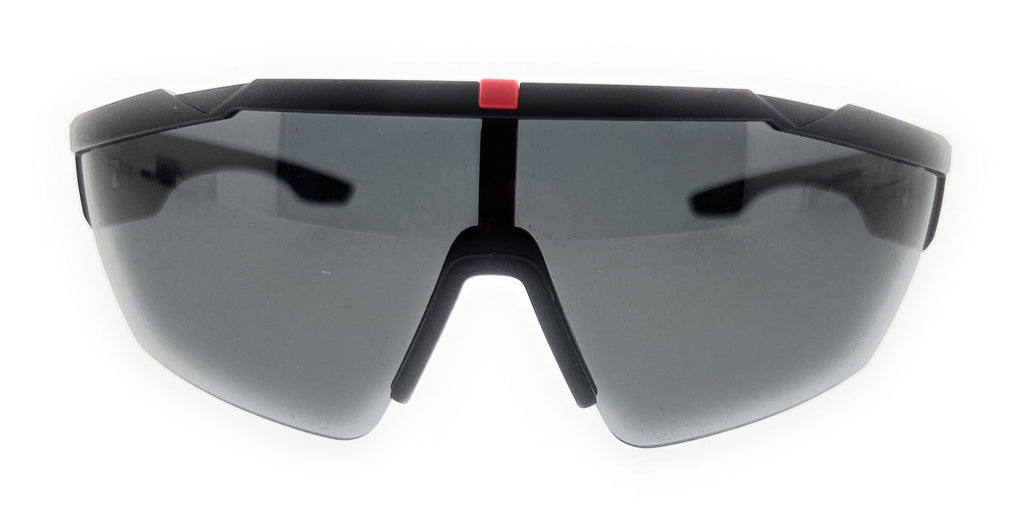 Prada Linea Rossa 0PS 03XS DG05Z1 Black Rubber Wrap Polarized Sunglasses