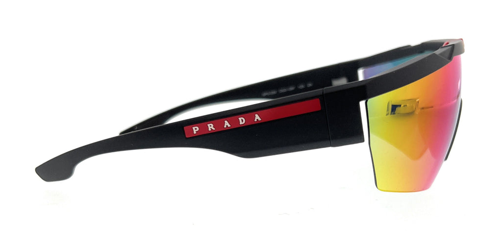 Prada Linea Rossa 0PS 03XS DG008F Black Rubber Wrap Sunglasses