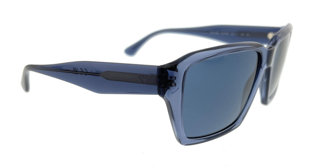 Emporio Armani 0EA4186 507280 Shiny Transparent Blue Rectangle Sunglasses