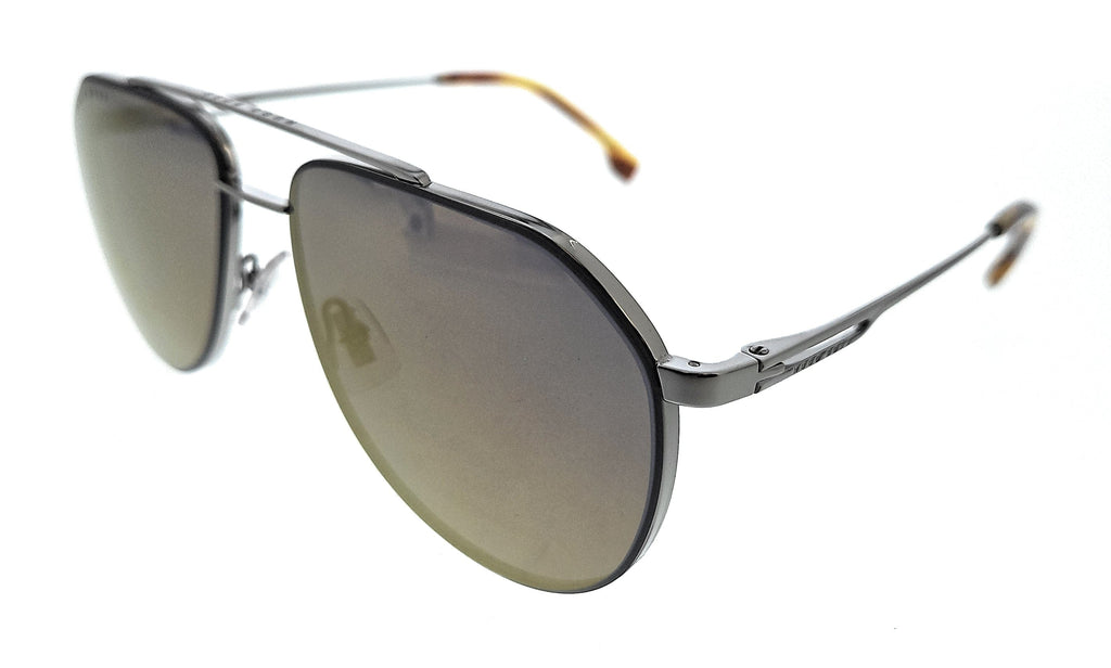 Hugo Boss  Brown Horn Ruthenium Aviator Sunglasses