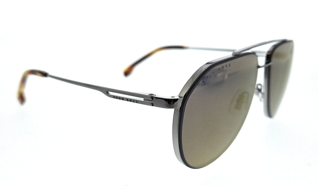 Hugo Boss BOSS 1326/S 6C5 6C5 Brown Horn Ruthenium Aviator Sunglasses