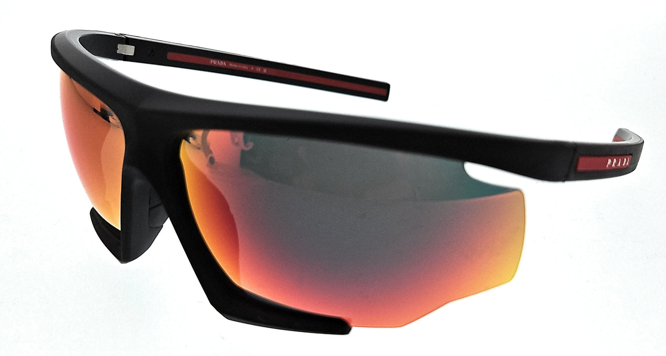 Prada Linea Rossa 0PS 07YS DG010A Black rubber Rectangular Sunglasses