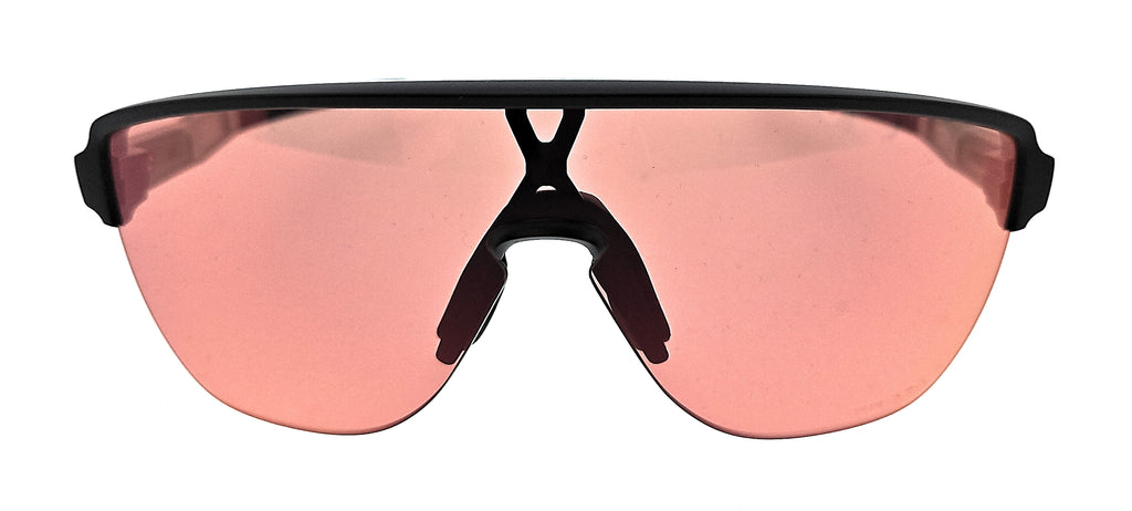 Oakley  Semi-Rimless Matte Black Shield Sunglasses