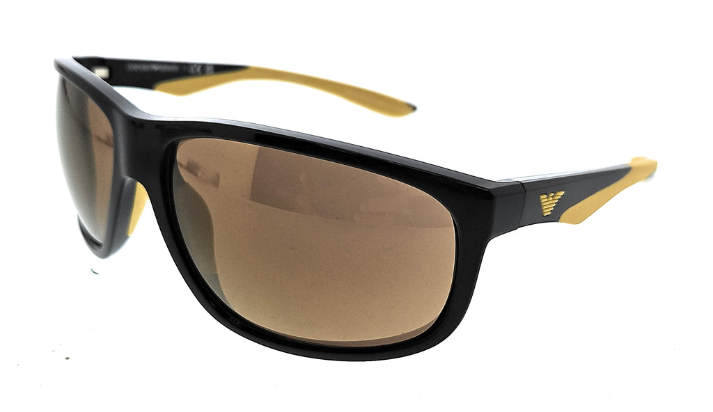 Emporio Armani  Shiny Black/Yellow Square Sunglasses