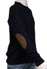 Williams Wilson Navy Pure Wool Suede Crewneck  Sweater-