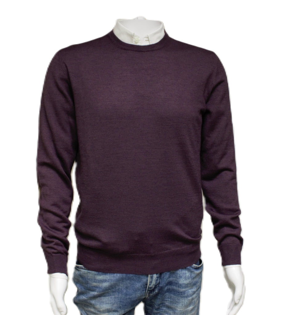 Williams Wilson Plum 100% Wool Suede Crewneck Sweater-XL