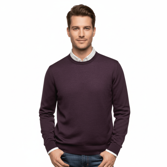 Williams Wilson Plum 100% Wool Suede Crewneck Sweater-L