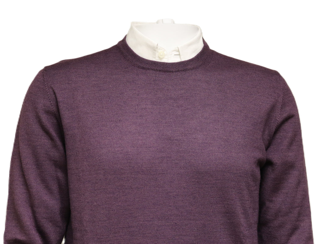 Williams Wilson Plum Pure Wool Suede Crewneck Sweater