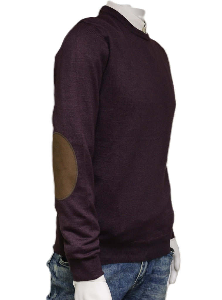 Williams Wilson Plum Pure Wool Suede Crewneck Sweater