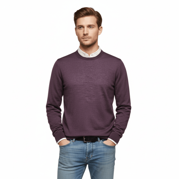 Williams Wilson Plum 100% Wool Suede Crewneck Sweater
