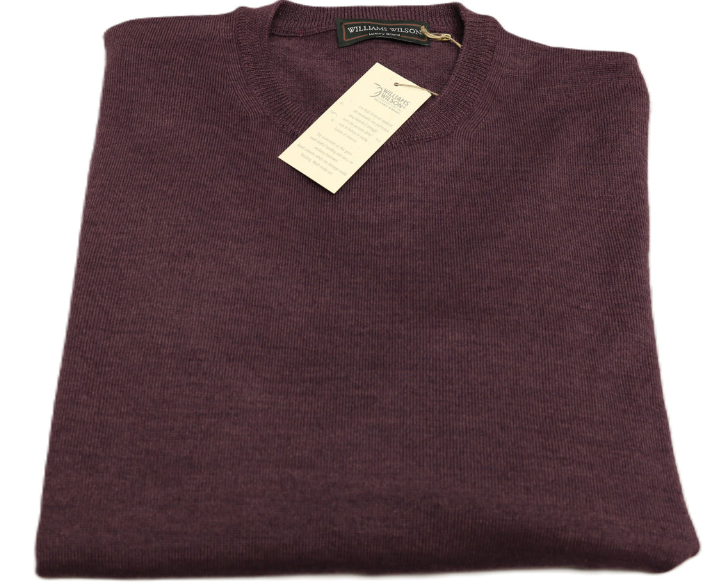 Williams Wilson Plum Pure Wool Suede Crewneck Sweater