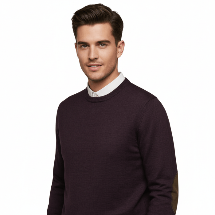 Williams Wilson Plum 100% Wool Suede Crewneck Sweater