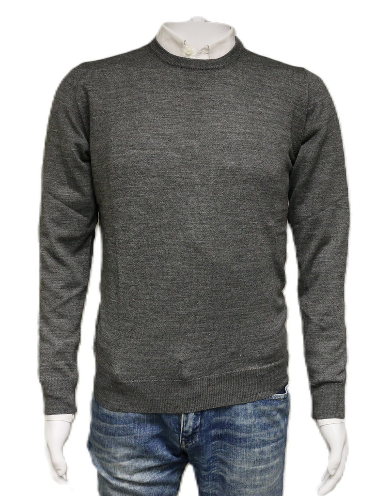 Williams Wilson Grey 100% Wool Suede Crewneck Sweater