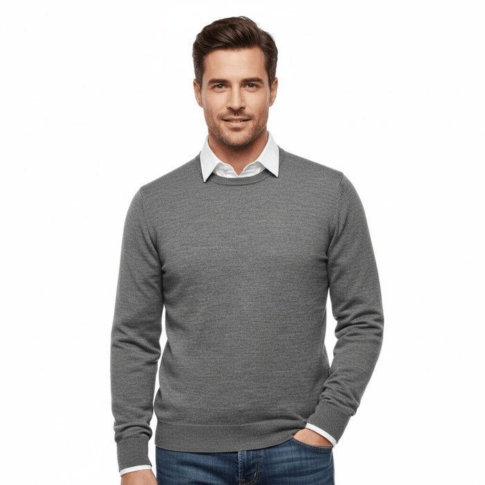Williams Wilson Grey 100% Wool Suede Crewneck Sweater-L