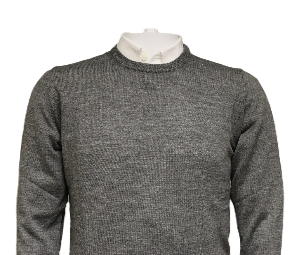 Williams Wilson Grey Pure Wool Suede Crewneck Sweater