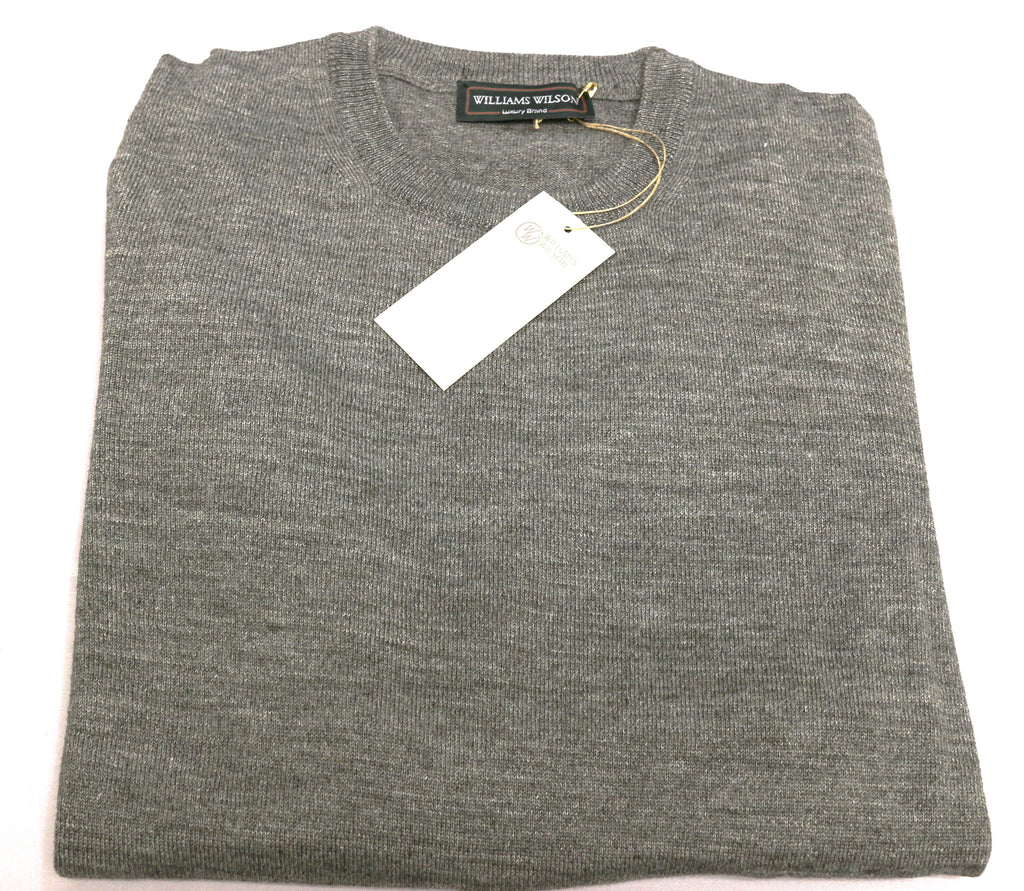 Williams Wilson Grey Pure Wool Suede Crewneck Sweater