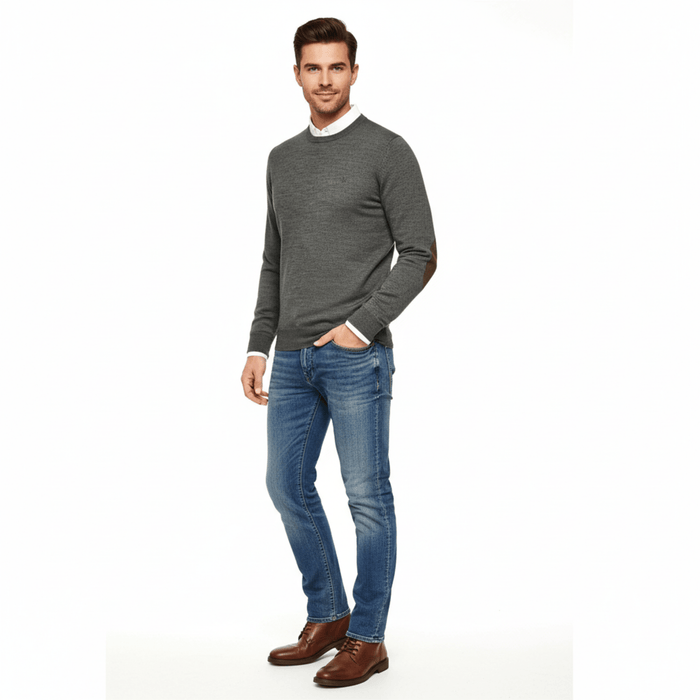 Williams Wilson Grey 100% Wool Suede Crewneck Sweater